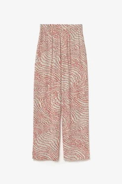 Le Temps des Cerises Pantalon Fluide Yesa A Motif Orange Et Noir-Femme Pantalons & Chinos