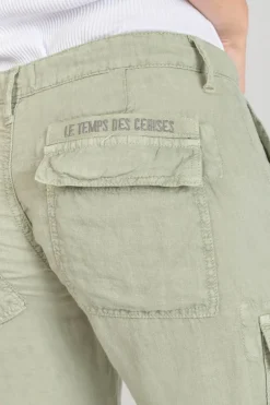 Le Temps des Cerises Pantalon Louisa En Lin Vert Amande-Femme Pantalons & Chinos