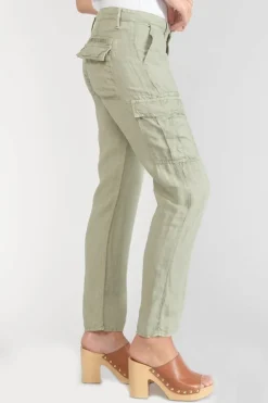 Le Temps des Cerises Pantalon Louisa En Lin Vert Amande-Femme Pantalons & Chinos