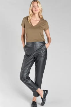 Le Temps des Cerises Pantalon Mineta En Simili Cuir Noir-Femme Pantalons & Chinos