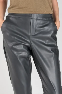 Le Temps des Cerises Pantalon Mineta En Simili Cuir Noir-Femme Pantalons & Chinos