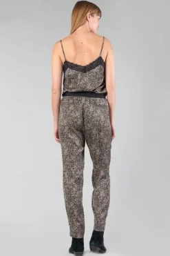 Le Temps des Cerises Pantalon Tage Noir A Motif-Femme Pantalons & Chinos