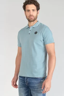 Le Temps des Cerises Polo Aron Bleu-Gris-Homme T-Shirts & Polos