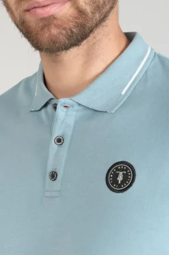 Le Temps des Cerises Polo Aron Bleu-Gris-Homme T-Shirts & Polos