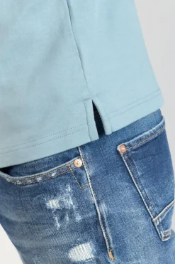 Le Temps des Cerises Polo Aron Bleu-Gris-Homme T-Shirts & Polos