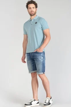 Le Temps des Cerises Polo Aron Bleu-Gris-Homme T-Shirts & Polos