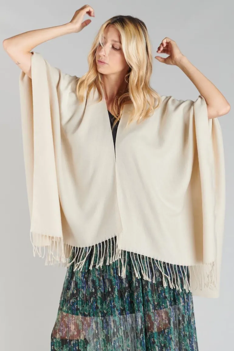Le Temps des Cerises Poncho Pili Beige Creme-Femme Vestes & Blousons