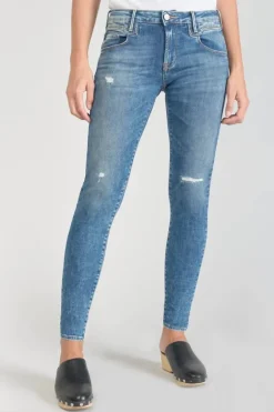 Le Temps des Cerises Pounche Power Skinny 7/8Eme Jeans Destroy Bleu N°3-Femme Coupe Skinny