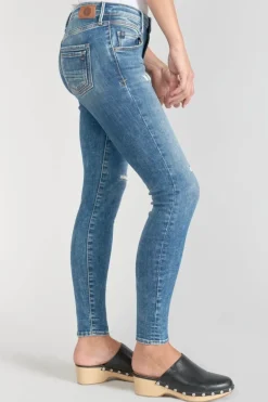 Le Temps des Cerises Pounche Power Skinny 7/8Eme Jeans Destroy Bleu N°3-Femme Coupe Skinny