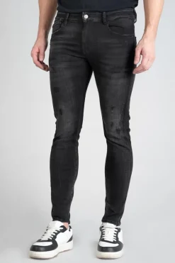 Le Temps des Cerises Power Skinny 7/8Eme Jeans Destroy Noir N°1-Homme Coupe Skinny