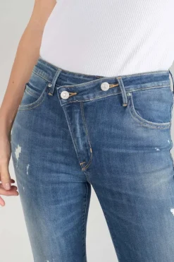 Le Temps des Cerises Power Skinny Taille Haute 7/8Eme Jeans Destroy Bleu N°2-Femme Coupe Skinny