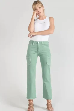 Le Temps des Cerises Precieux Taille Haute 7/8Eme Jeans Vert D'Eau-Femme Coupe Regular