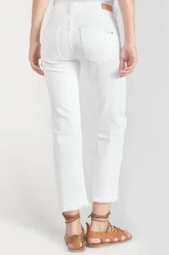 Le Temps des Cerises Pricilia Taille Haute 7/8Eme Destroy Jeans Blanc-Femme Coupe Regular