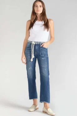 Le Temps des Cerises Pricilia Taille Haute 7/8Eme Jeans Destroy Bleu N°2-Femme Coupe Regular
