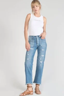 Le Temps des Cerises Pricilia Taille Haute 7/8Eme Jeans Destroy Bleu N°4-Femme Coupe Regular