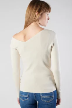 Le Temps des Cerises Pull Lina Asymetrique Sable-Femme Pulls & Sweats & Cardigans
