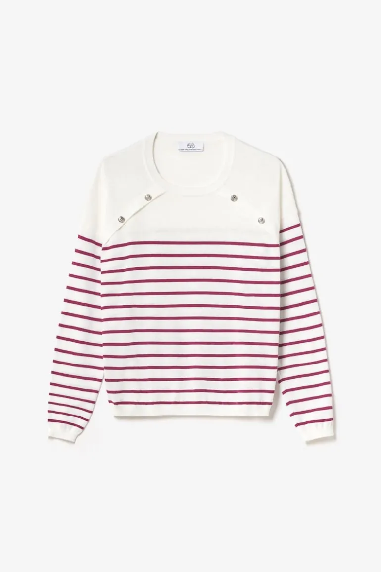 Le Temps des Cerises Pull Mareva Mariniere Prune-Femme Pulls & Sweats & Cardigans