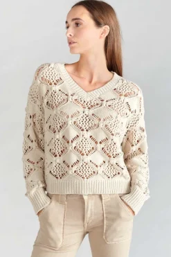 Le Temps des Cerises Pull Poots Ajoure Sable-Femme Pulls & Sweats & Cardigans