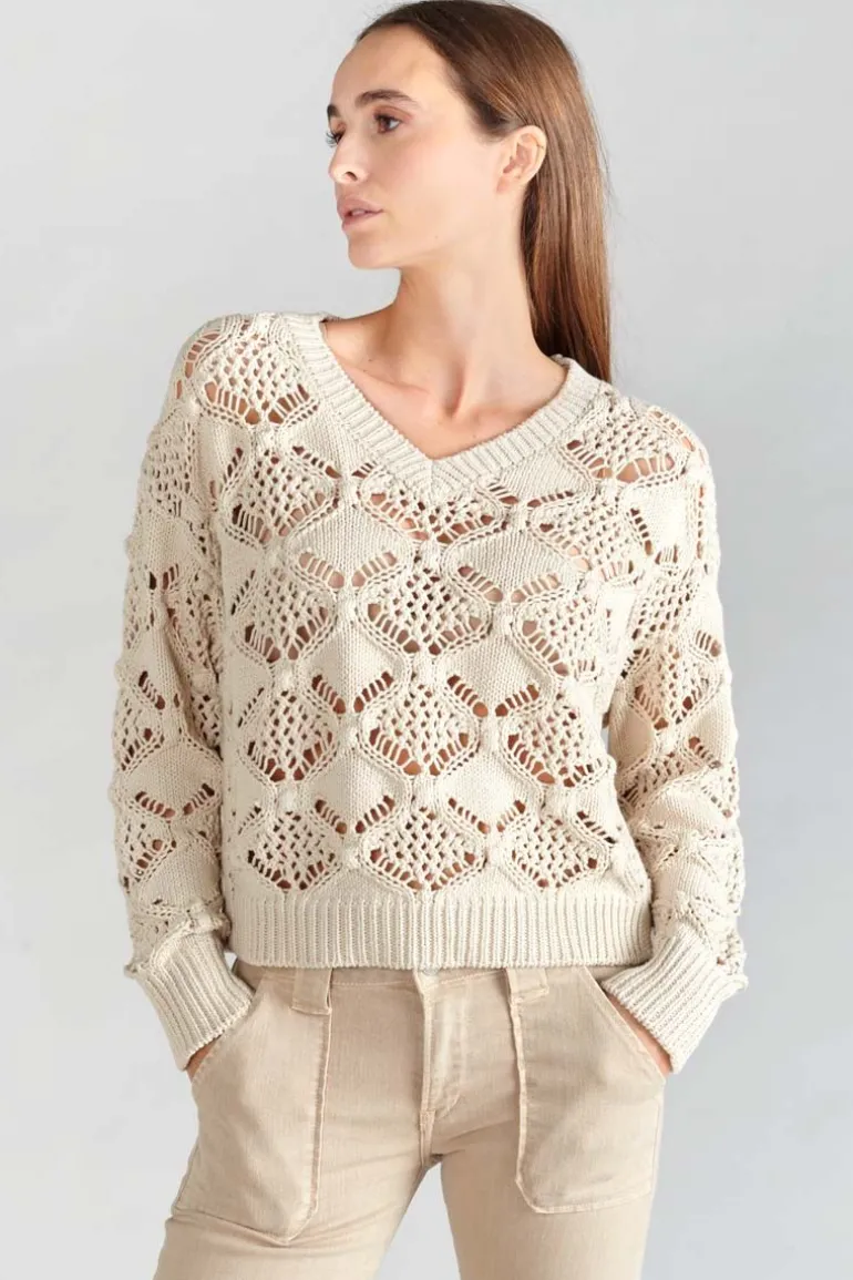 Le Temps des Cerises Pull Poots Ajoure Sable-Femme Pulls & Sweats & Cardigans