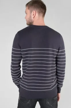 Le Temps des Cerises Pull Vogel Bleu Nuit A Rayures-Homme Pulls & Cardigans