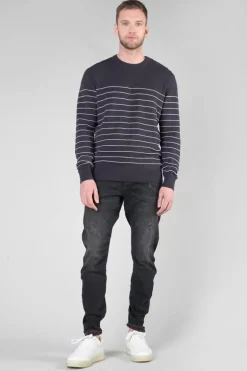 Le Temps des Cerises Pull Vogel Bleu Nuit A Rayures-Homme Pulls & Cardigans