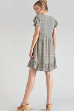 Le Temps des Cerises Robe Aliette A Motif Et Noir-Femme Robes