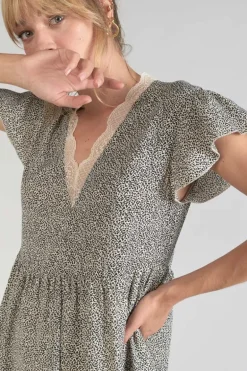 Le Temps des Cerises Robe Aliette A Motif Et Noir-Femme Robes