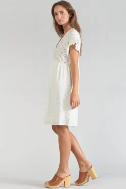 Le Temps des Cerises Robe Lia Ajouree Blanche-Femme Robes