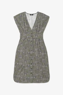 Le Temps des Cerises Robe Longue Croft Kaki A Motif Fleuri-Femme Robes