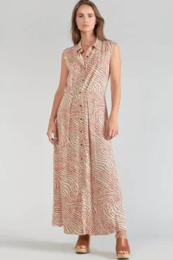 Le Temps des Cerises Robe Longue Cuoco A Motif Orange Et Noir-Femme Robes