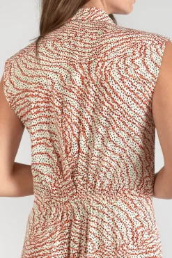 Le Temps des Cerises Robe Longue Cuoco A Motif Orange Et Noir-Femme Robes