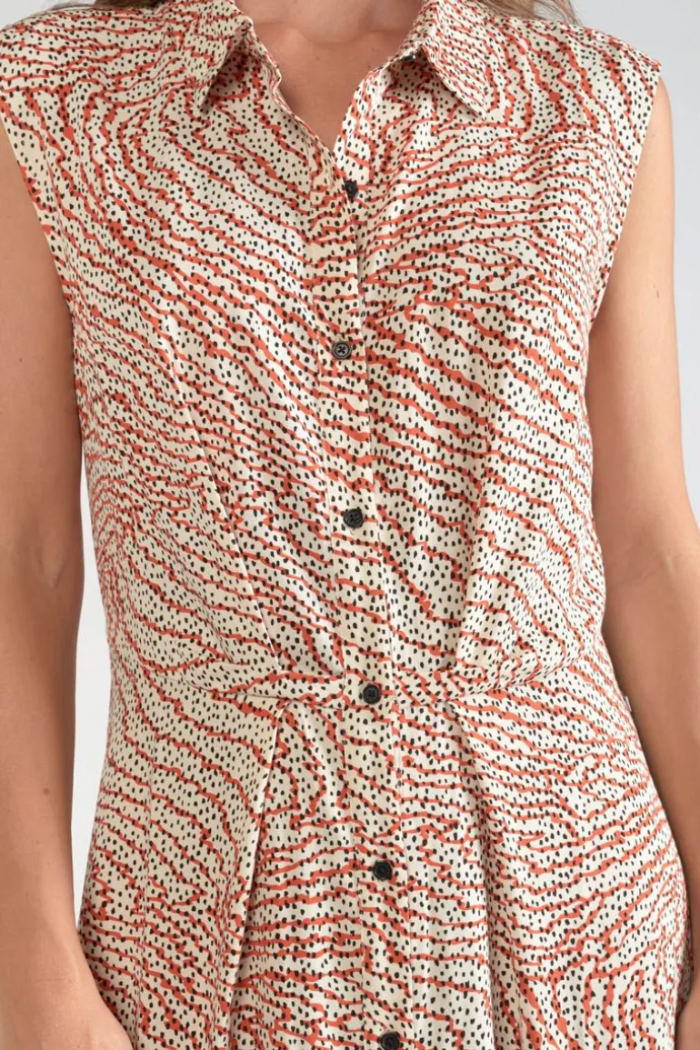 Le Temps des Cerises Robe Longue Cuoco A Motif Orange Et Noir-Femme Robes