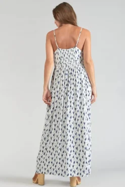 Le Temps des Cerises Robe Longue Evita Tie And Dye Bleu-Femme Robes