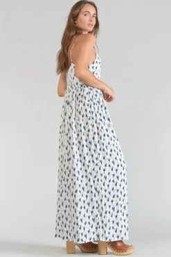 Le Temps des Cerises Robe Longue Evita Tie And Dye Bleu-Femme Robes