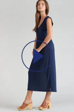 Le Temps des Cerises Robe Longue Nata Bleu Marine-Femme Robes