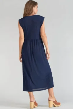 Le Temps des Cerises Robe Longue Nata Bleu Marine-Femme Robes