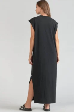 Le Temps des Cerises Robe T-Shirt Longue Poppy Noire-Femme Robes