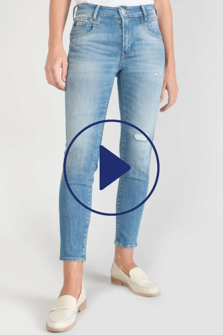 Le Temps des Cerises Sabi Pulp Slim Taille Haute 7/8Eme Jeans Destroy Bleu N°3-Femme Coupe Slim