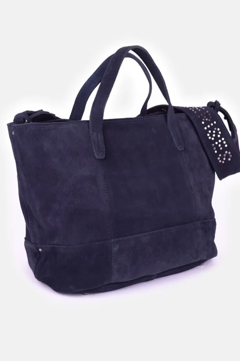 Le Temps des Cerises Sac Astier En Cuir Suede Bleu Nuit-Femme Sacs & Portefeuilles