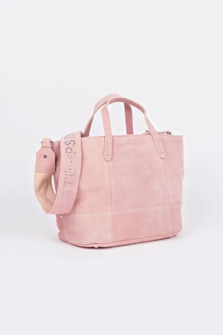 Le Temps des Cerises Sac Astier En Cuir Suede Rose Poudre-Femme Sacs & Portefeuilles