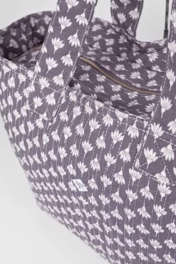 Le Temps des Cerises Sac Cabas Micky Gris A Motif Fleuri-Femme Sacs & Portefeuilles