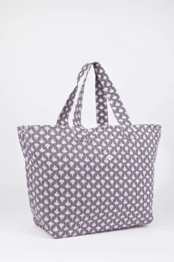 Le Temps des Cerises Sac Cabas Micky Gris A Motif Fleuri-Femme Sacs & Portefeuilles