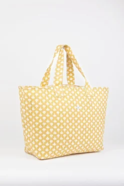 Le Temps des Cerises Sac Cabas Micky Jaune A Motif Fleuri-Femme Sacs & Portefeuilles