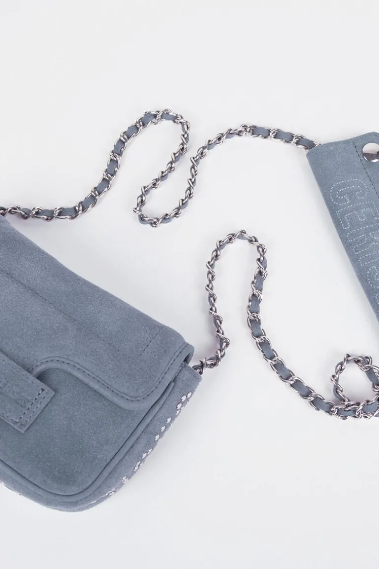 Le Temps des Cerises Sac Klelia En Cuir Suede Bleu Gris-Femme Sacs & Portefeuilles