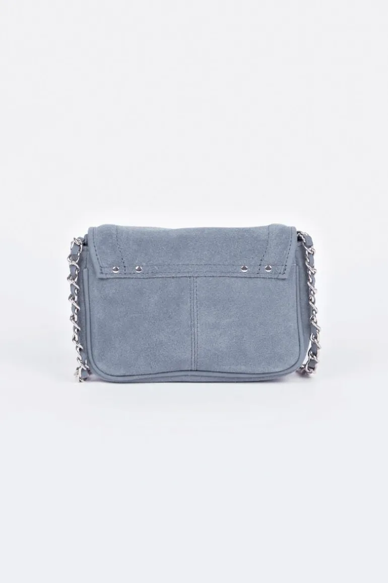 Le Temps des Cerises Sac Klelia En Cuir Suede Bleu Gris-Femme Sacs & Portefeuilles