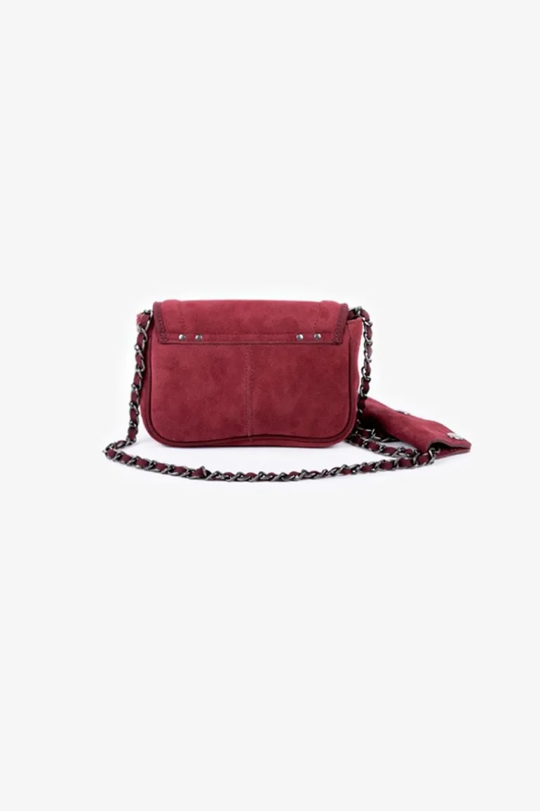 Le Temps des Cerises Sac Klelia En Cuir Suede Bordeaux-Femme Sacs & Portefeuilles