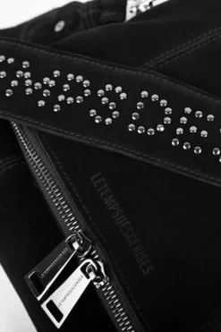 Le Temps des Cerises Sac Leter En Cuir Suede Noir-Femme Sacs & Portefeuilles