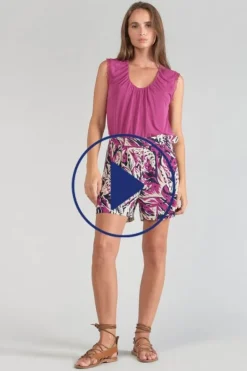 Le Temps des Cerises Short Armelle A Motif Jungle Violine-Femme Shorts & Jupes