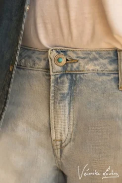 Le Temps des Cerises Short Court Veronika En Jeans Bleu Clair By Veronika Loubry-Femme Jupes & Shorts