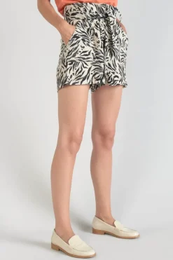 Le Temps des Cerises Short En Lin Melange Lest A Motif Animalier-Femme Shorts & Jupes